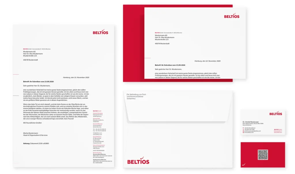 Rebranding BELTIOS: Geschäftsausstattung