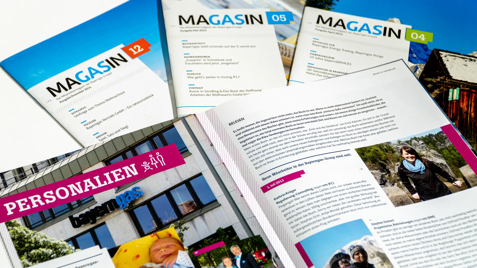 Magasin – Mitarbeiterzeitschrift Energiewirtschaft: Diverse Titel und Innenseiten