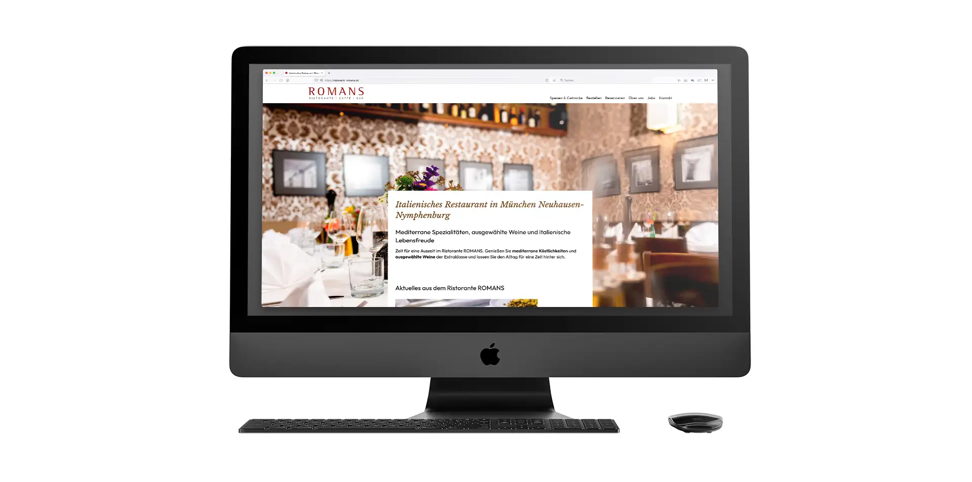 Ristorante ROMANS Website auf einem Desktop-Rechner