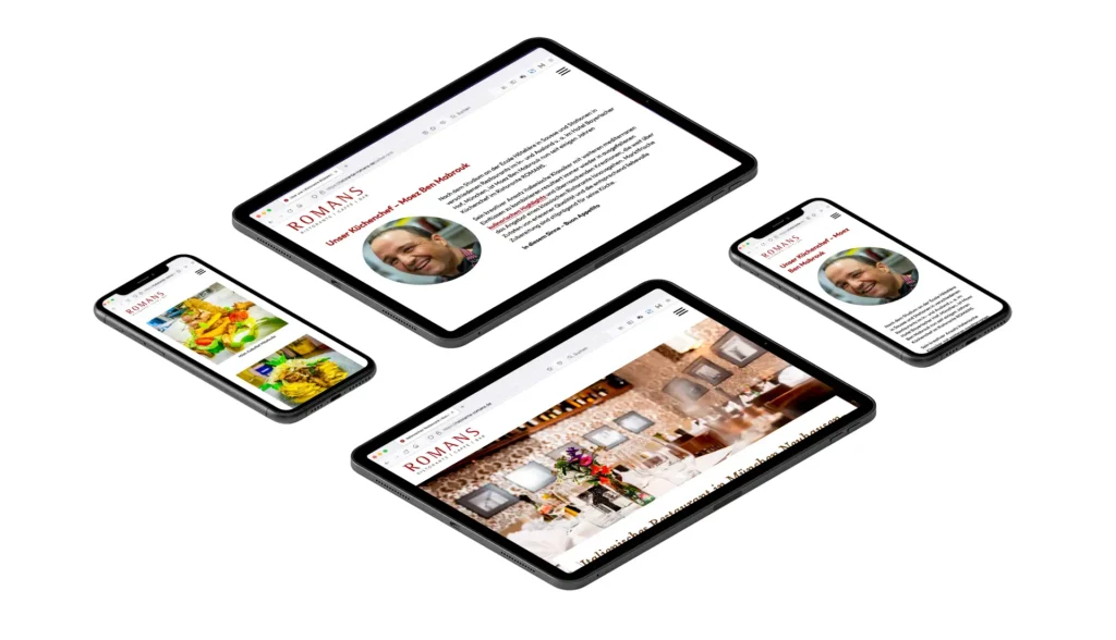 Ristorante ROMANS Website auf Mobiltelefon und Tablet