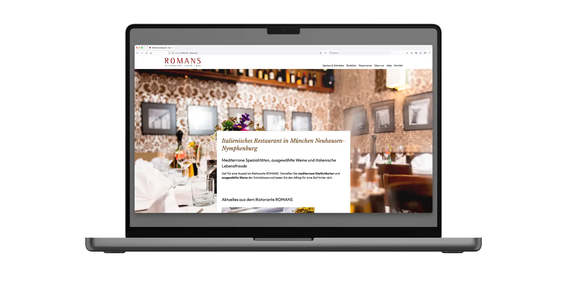 Ristorante ROMANS Website auf einem Macbook