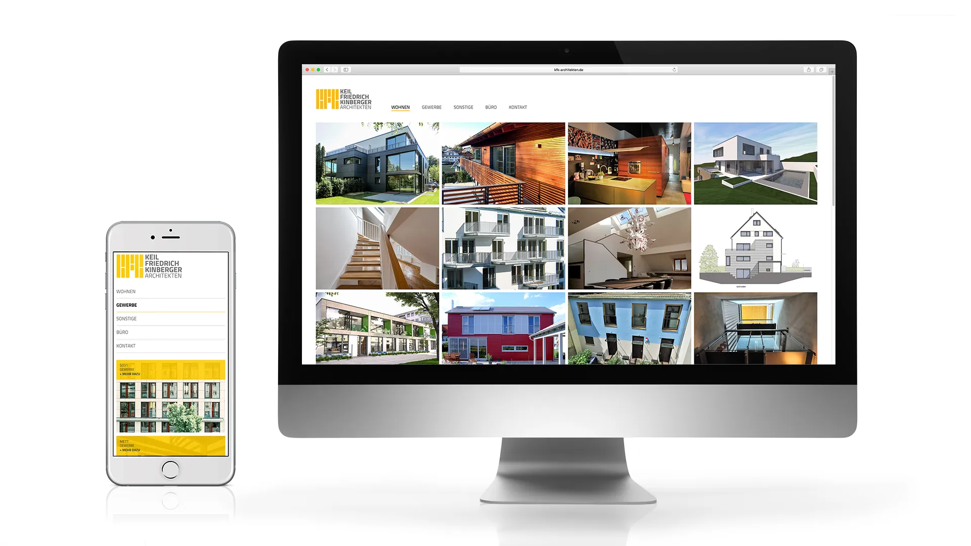 Corporate Design Architekten: Website auf Smartphone und Desktop-Rechner