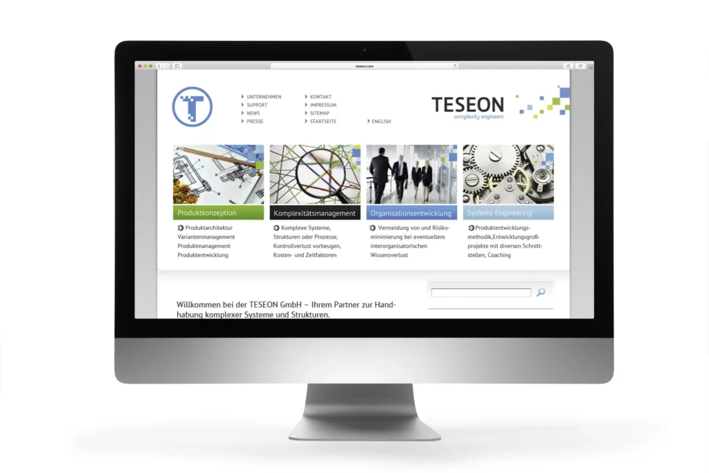 Re-Branding für die Unternehmensberatung TESEON: Web-Design Homepage