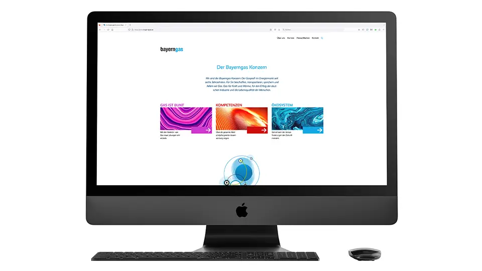 Corporate Website Energie: Startseite Bayerngas Website – Desktop-Ansicht