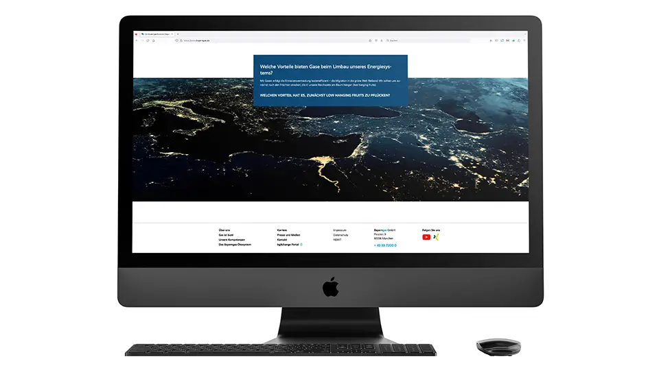 Corporate Website Energie: Startseite Bayerngas Website – Desktop-Ansicht