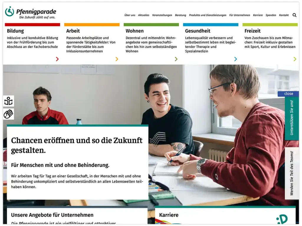 Homepage der Pfennigparade