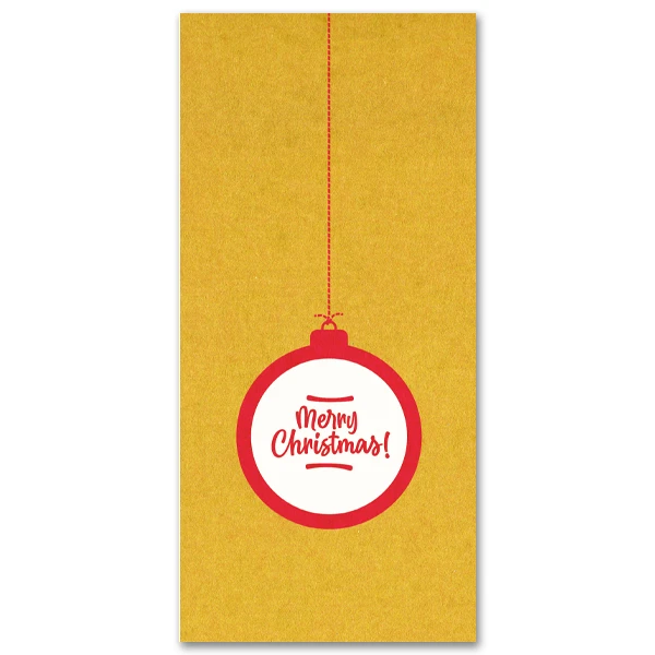 Weihnachtskarte mit stiliserter Christbaumkugel und Text „Merry Christmas“ – Motivansicht
