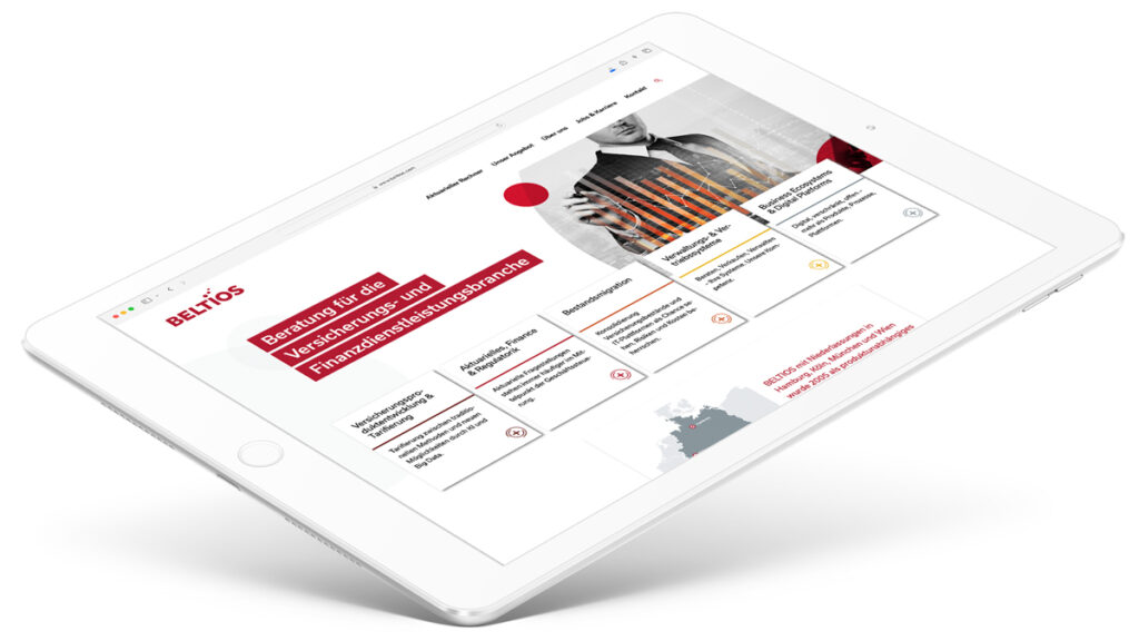 Homepage der BELTIOS GmbH auf einem weißen iPad