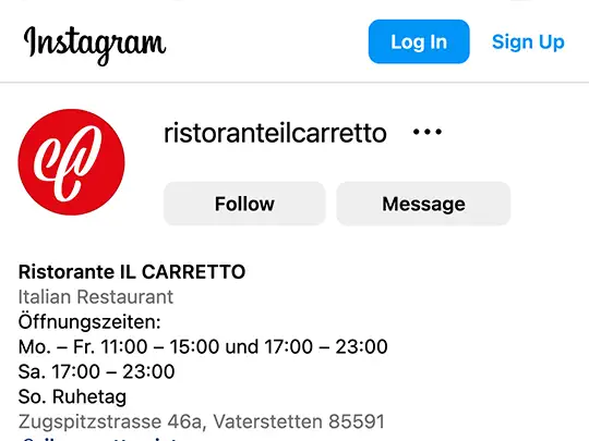 Instagram Profil Ristorante IL CARRETTO