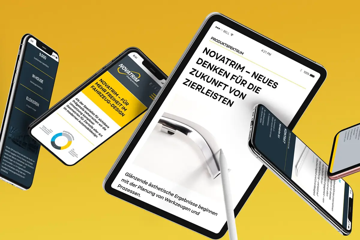 Novatrim Website auf Smartphone und Tablet