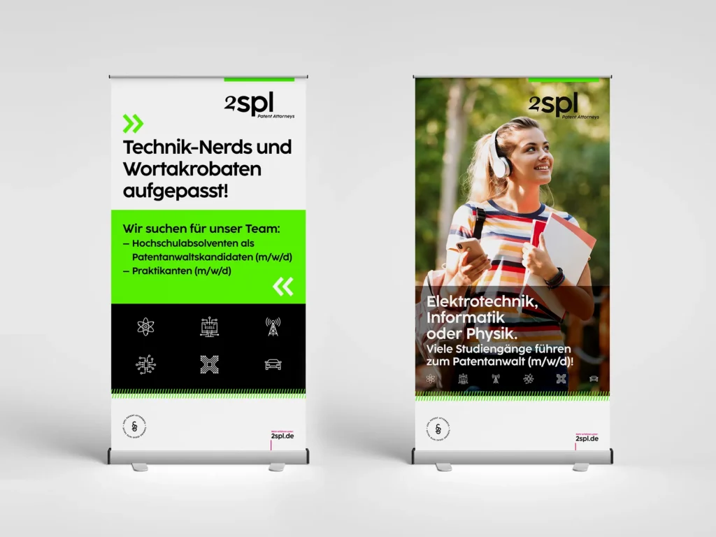 Roll-Ups für Recruiting Messen für 2SPL Patent Anwälte