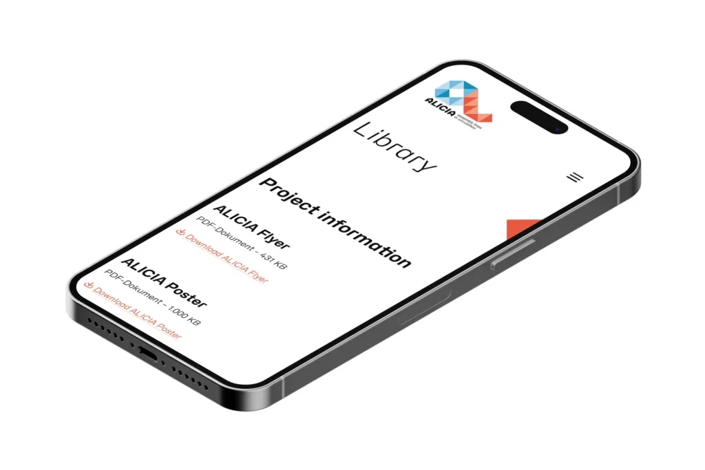 Re-Branding: ALICIA Website auf Smartphone – Info