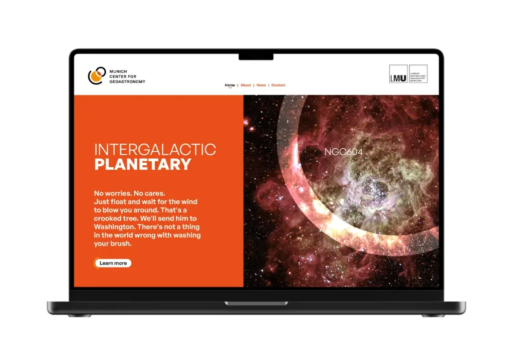 Website des Munich Center for Geoastronomy auf einem Laptop