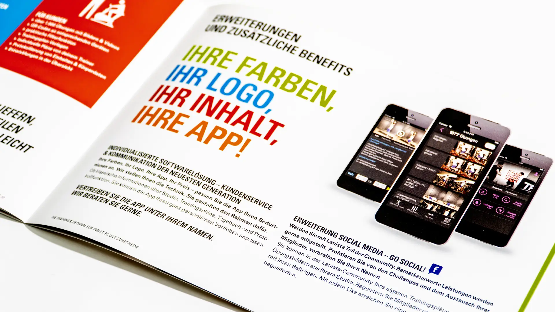 Detailaufnahme einer Broschüre für eine Fitness-App