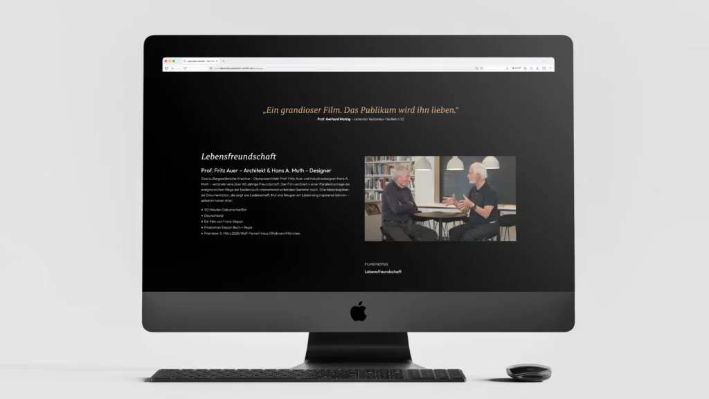 Website-Design: Desktop Ansicht der Website Lebensfreundschaft – Der Film – Über den Film